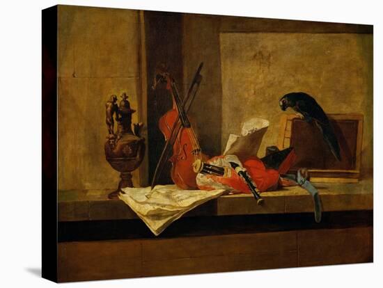 Musical Instruments and a Parrot-Jean-Baptiste Simeon Chardin-Premier Image Canvas