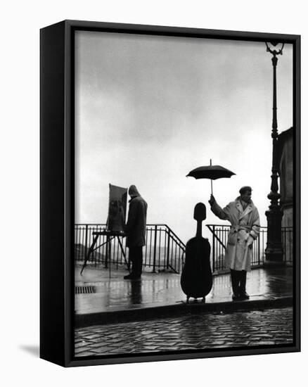 Musician in the Rain-Robert Doisneau-Stretched Canvas