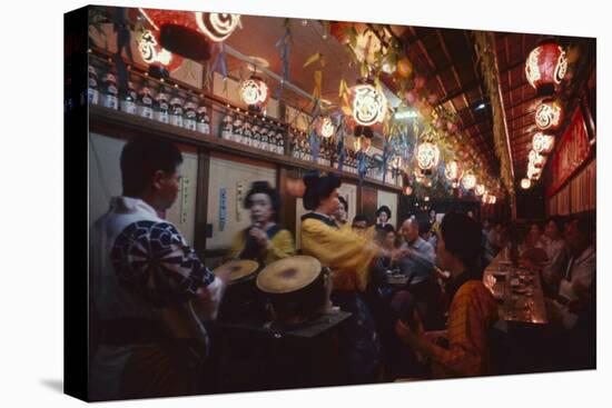 Musicians and Dancers Perform at the Miyoshi Folk Song Sake Parlor, Tokyo, Japan, 1962-Eliot Elisofon-Premier Image Canvas