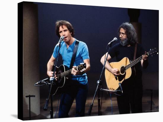 Musicians Bob Weir and Jerry Garcia of Rock Group Grateful Dead Performing-David Mcgough-Premier Image Canvas