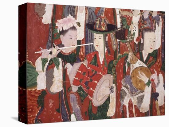 Musicians, from the Guardian Divinities, Coloured Silk, 1795, from Temple of Suguk-Sa, Korea-null-Premier Image Canvas