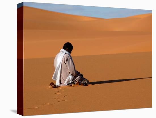 Muslim Man Praying in the Desert, Sebha, Ubari, Libya, North Africa, Africa-Godong-Premier Image Canvas