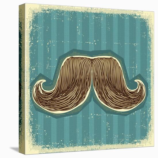 Mustaches Symbol Set On Old Paper Texture.Vintage Background-GeraKTV-Stretched Canvas