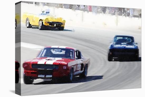 Mustang and Corvette Racing Watercolor-NaxArt-Stretched Canvas