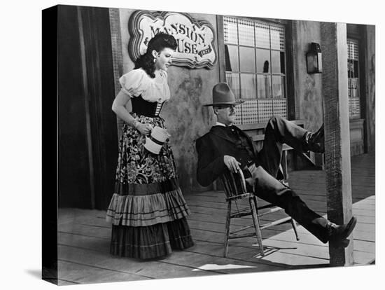 MY DARLING CLEMENTINE, 1946 directed by JOHN FORD Linda Darnell and Henry Fonda (b/w photo)-null-Stretched Canvas