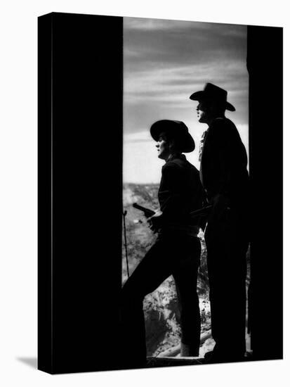 MY DARLING CLEMENTINE, 1946 directed by JOHN FORD Victor Mature and Ward Bond (b/w photo)-null-Stretched Canvas