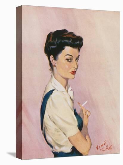 My Favourite Model (Mrs David Wright)-David Wright-Stretched Canvas