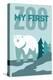 My First Zoo - Polar Bear - Blue-Lantern Press-Stretched Canvas