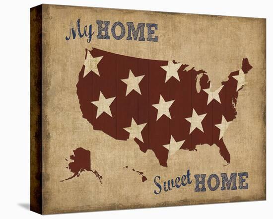 My Home Sweet Home USA Map-Sparx Studio-Stretched Canvas