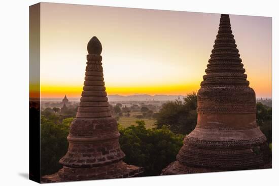 Myanmar. Bagan. Dawn over the Plains of Bagan-Inger Hogstrom-Premier Image Canvas