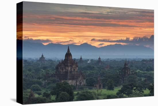 Myanmar, Bagan. Sunrise over Stupas on the Plains of Bagan-Brenda Tharp-Premier Image Canvas