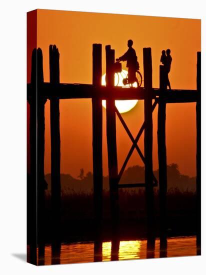 Myanmar, Burma, Amarapura, Taungthaman Lake, U Bein's Bridge-Katie Garrod-Premier Image Canvas