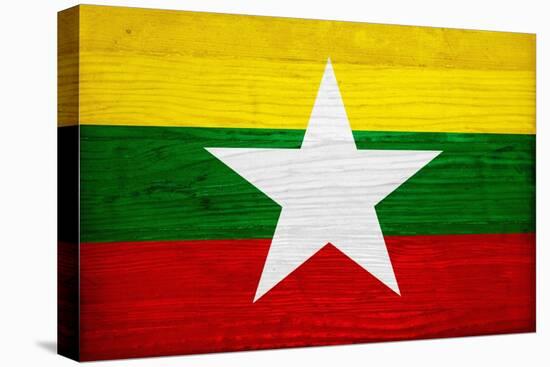 Myanmar Flag Design with Wood Patterning - Flags of the World Series-Philippe Hugonnard-Stretched Canvas