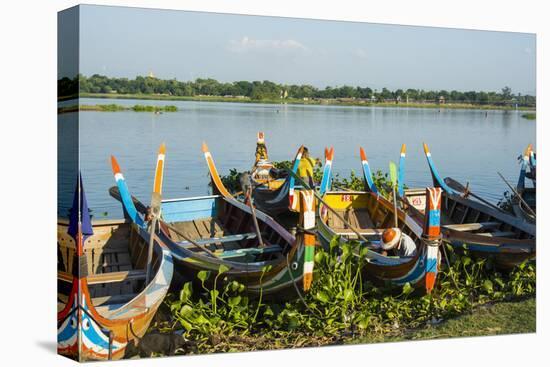 Myanmar. Mandalay. Amarapura. Taungthaman Lake. Colorful Boats-Inger Hogstrom-Premier Image Canvas
