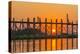 Myanmar. Mandalay. Amarapura. Tourists on the U Bein Bridge at Sunset-Inger Hogstrom-Premier Image Canvas