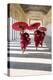 Myanmar, Mandalay Division, Bagan. Three Novice Monks Running with Red Umbrellas in a Walkway (Mr)-Matteo Colombo-Premier Image Canvas