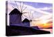 Mykonos, Greece. Sunset over Two Windmills on the Aegean Sea-Jolly Sienda-Premier Image Canvas