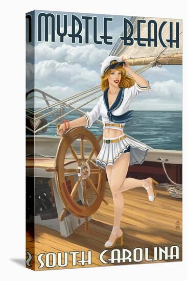 Myrtle Beach, South Carolina - Pinup Girl Sailor-Lantern Press-Stretched Canvas