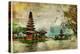 Mysterious Balinese Temples, Artwork In Painting Style-Maugli-l-Stretched Canvas