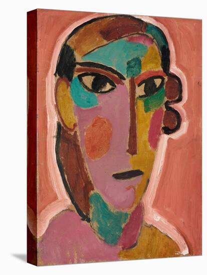 Mystical Head: Woman's Head on a Red Background, C. 1917 (Oil and Pencil on Board)-Alexej Von Jawlensky-Premier Image Canvas