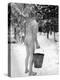 Naked Finnish Soldier Carrying Bucket of Water Back to Friends Enjoying Sauna Bath Nearby-Carl Mydans-Premier Image Canvas