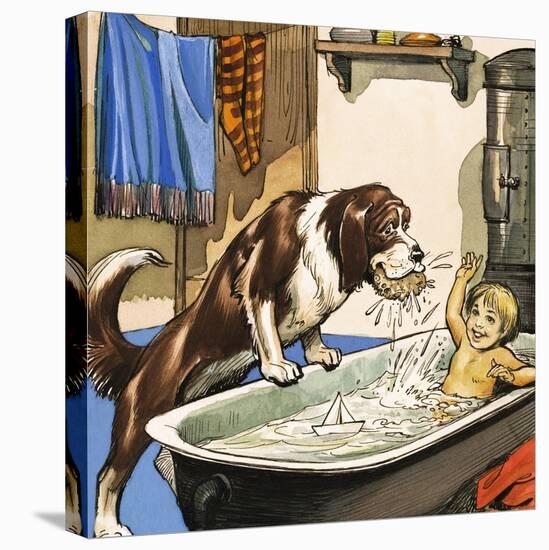 Nana Baths Michael, Illustration from 'Peter Pan' by J.M. Barrie-Nadir Quinto-Premier Image Canvas