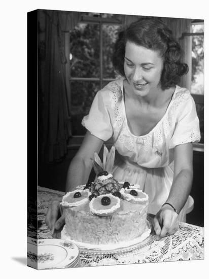 Nancy Drooling over a Pineapple Cake-Nina Leen-Premier Image Canvas