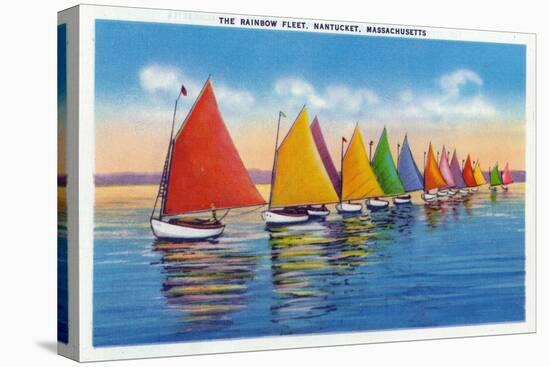 Nantucket, Massachusetts - View of the Rainbow Sailboat Fleet-Lantern Press-Stretched Canvas