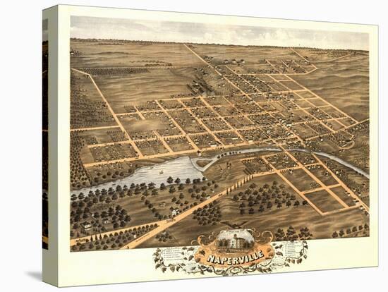 Naperville, Illinois - Panoramic Map-Lantern Press-Stretched Canvas
