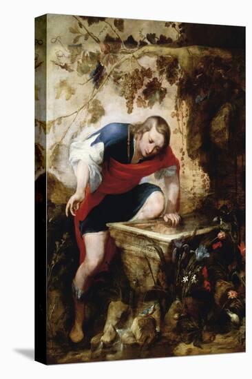 Narcissus Looking at His Reflection in a Fountain-Jan Roos-Premier Image Canvas