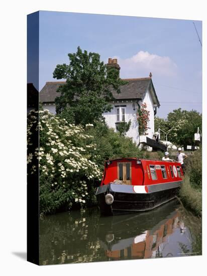 Narrow Boat and Lock, Aylesbury Arm of the Grand Union Canal, Buckinghamshire, England-Philip Craven-Premier Image Canvas