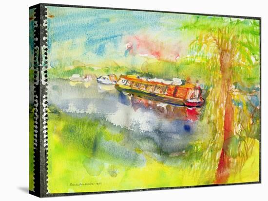 Narrow Boat on the River Lea-Brenda Brin Booker-Premier Image Canvas