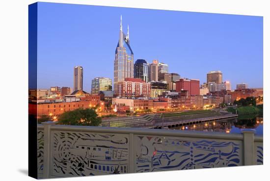 Nashville Skyline and Shelby Pedestrian Bridge-Richard Cummins-Premier Image Canvas