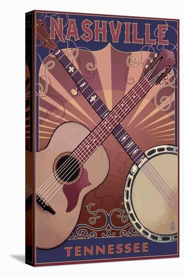 Nashville, Tennessee - Guitar and Banjo Music-Lantern Press-Stretched Canvas