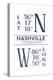 Nashville, Tennessee - Latitude and Longitude (Blue)-Lantern Press-Stretched Canvas