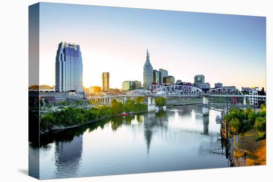 Nashville, Tennessee, Skyline, Cumberland River, John Seigenthaler Pedestrian Bridge, Previously Ca-John Coletti-Premier Image Canvas