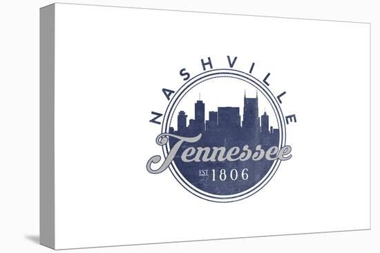 Nashville, Tennessee - Skyline Seal (Blue)-Lantern Press-Stretched Canvas