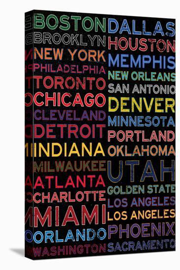 National Basketball Association Cities Colorful-null-Stretched Canvas