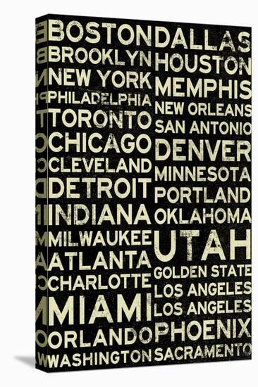 National Basketball Association Cities Vintage Style-null-Stretched Canvas