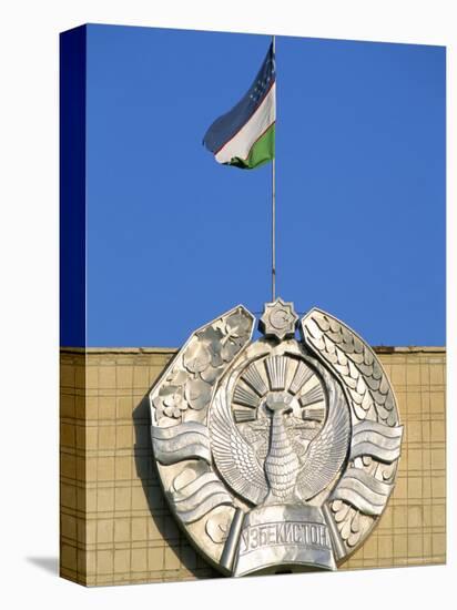 National Flag and Emblem, Bukhara, Uzbekistan, Central Asia-Upperhall-Premier Image Canvas