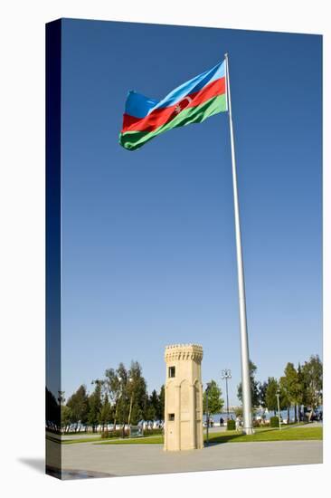 National Flag Blowing in Wind, Baku, Azerbaijan-Michael Runkel-Premier Image Canvas