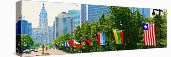 National Flags of the Countries at Benjamin Franklin Parkway, Philadelphia, Pennsylvania, Usa-null-Stretched Canvas