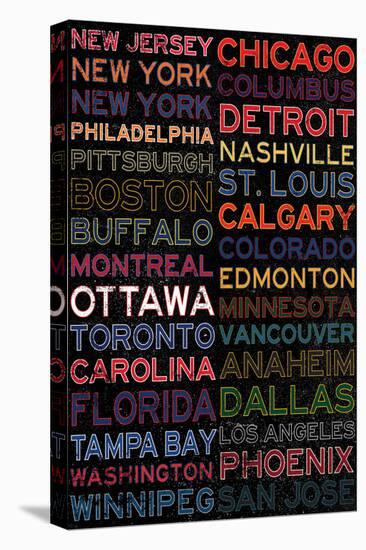 National Hockey League Cities Colorful-null-Stretched Canvas