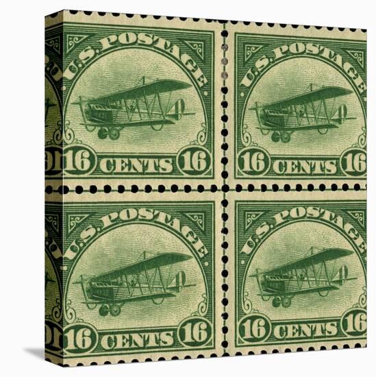 National Postal Museum: 16-Cent U.S. Postage Stamps with the Image of a Plane-null-Stretched Canvas