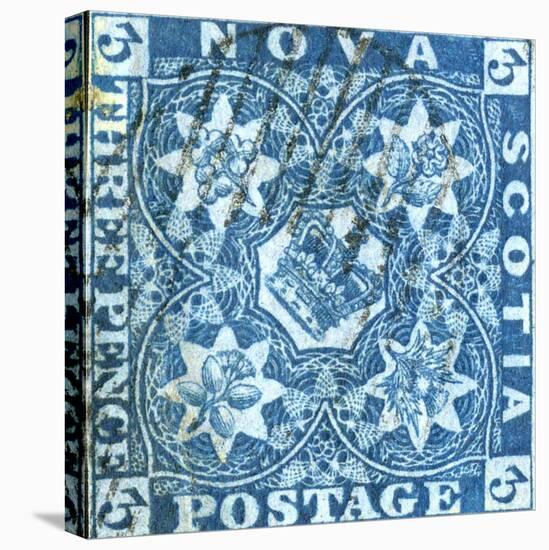 National Postal Museum: 3-Pence Crown of Great Britain and Heraldic Flowers of the Empire stamp-null-Stretched Canvas