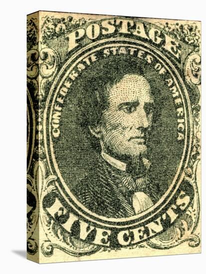 National Postal Museum: 5-Cent Green Jefferson Davis Confederate Stamp-null-Stretched Canvas