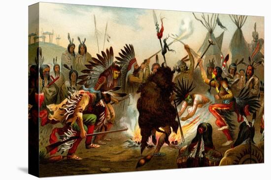 Native American Sioux Dance-F.W. Kuhnert-Stretched Canvas