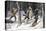 Native American Trappers Carrying Furs on Snowshoes in a Forest of the Pacific Northwest-null-Premier Image Canvas