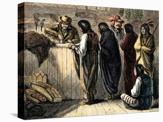 Native Americans Bartering Their Furs for Goods at a Trading-Post, c.1800-null-Premier Image Canvas