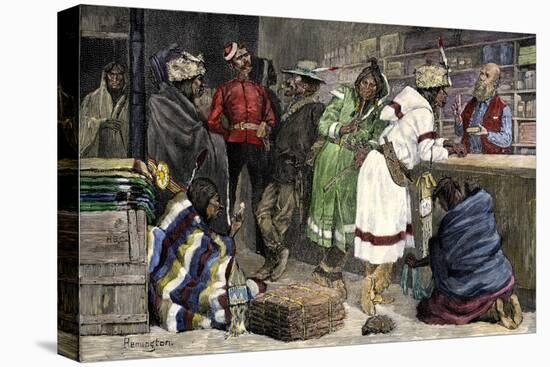 Native Americans Exchanging Furs for Goods at a Hudson Bay Company Post-null-Premier Image Canvas